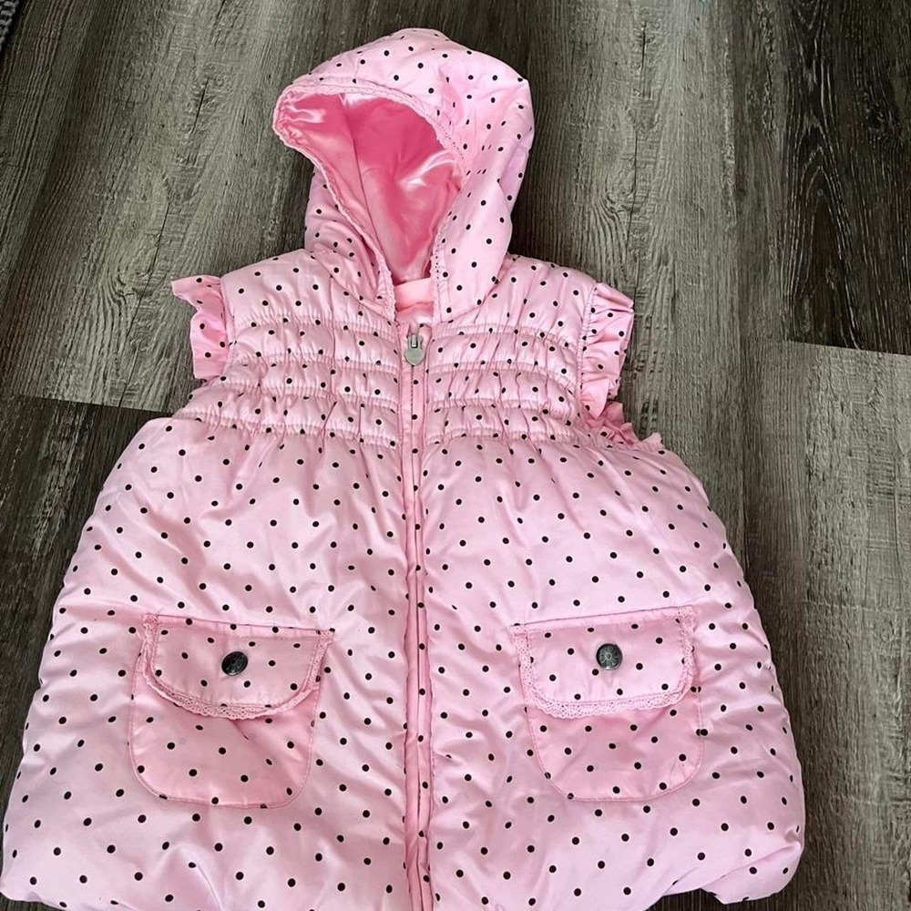 Kids Pink Polka Dot Puffer Vest
